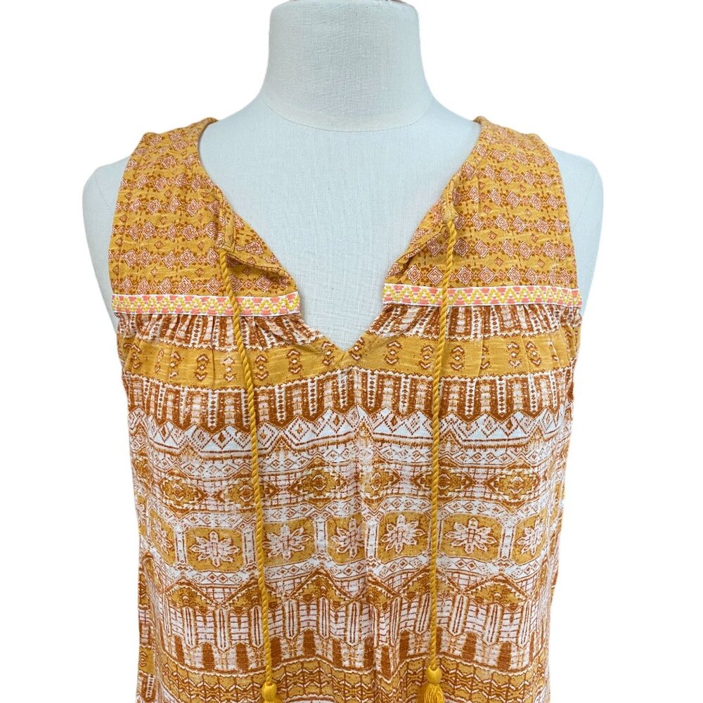 Lucky Brand Indie Boho Tassel Tank Top Mustard Boho Festival Coastal Cowgirl-S - Picture 2 of 14
